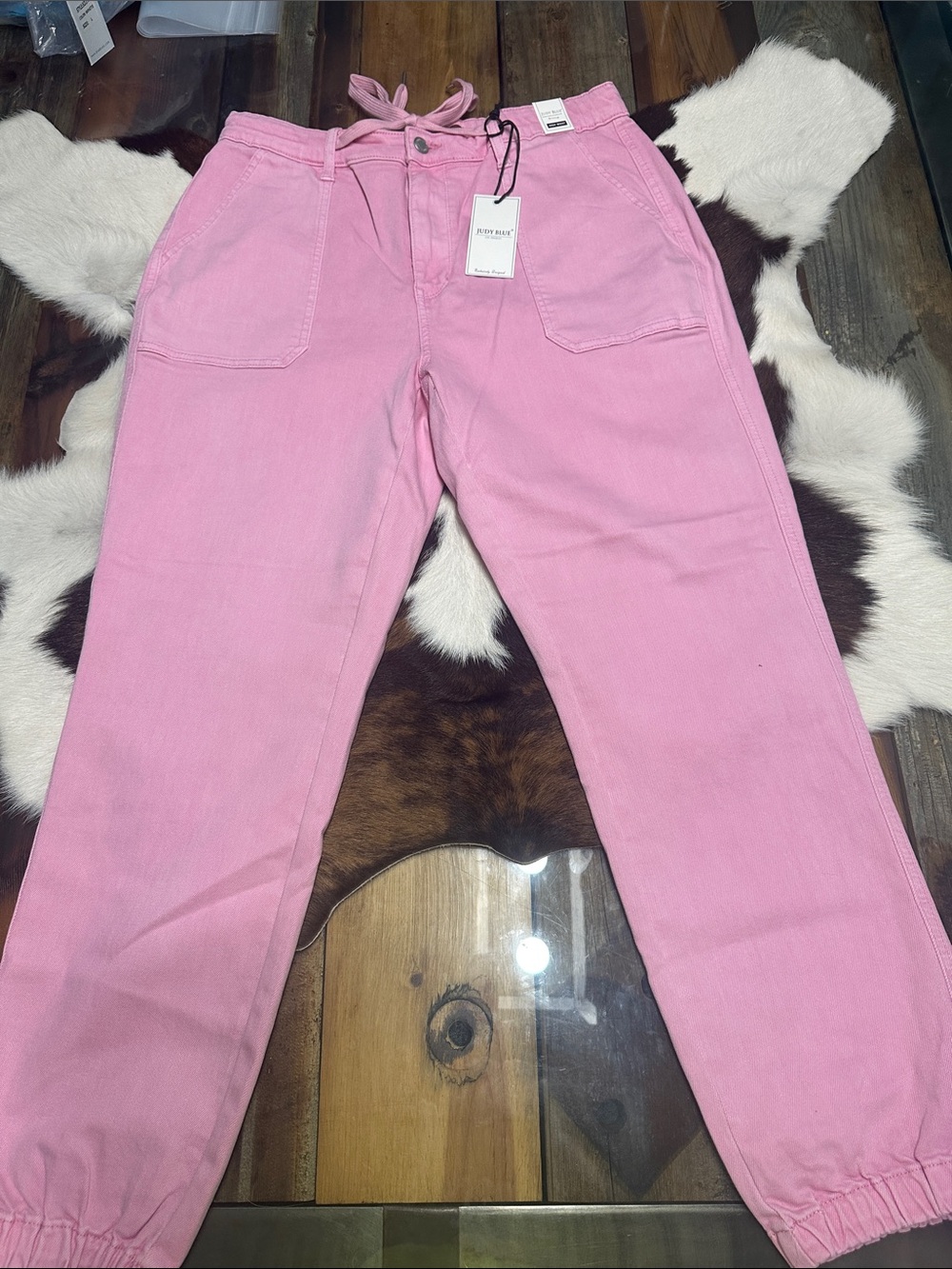 NWT Judy Blue High Waist jogger style jeans in Light Pink
